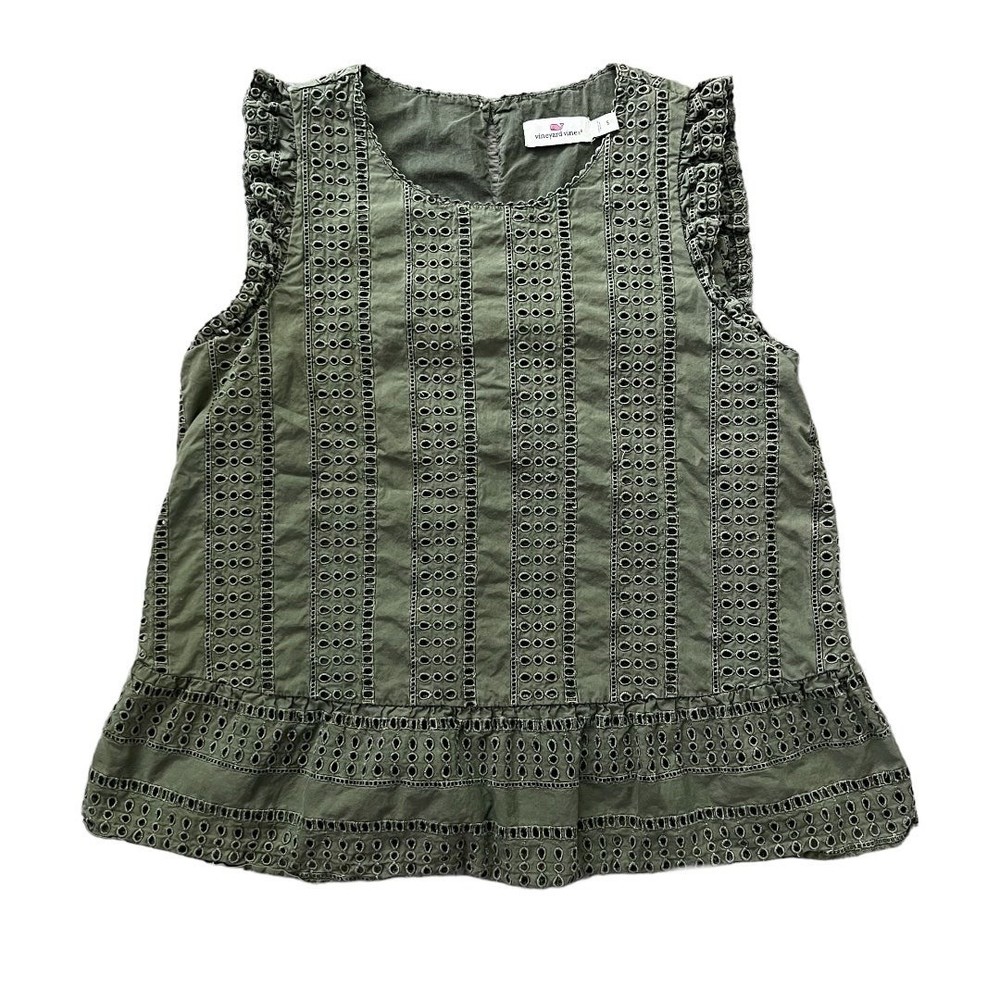 Vineyard Vines Sea Spray Eyelet Peplum Top - Small